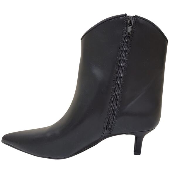 On 34th Women Kitten Heel Western Booties Aatira Size 8M Black Smooth - Picture 3 of 5
